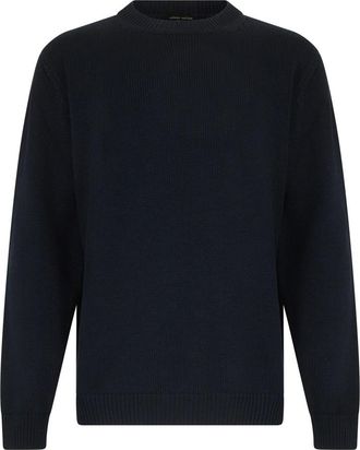 Roberto Collina Round-neck Knitwear, male, Black, Size: 2XL Merino Wool Crew Neck Sweater