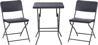 Beliani Bistro Set Black Synthetic Material Seat and Backrest Steel Legs Table and 2 Chairs Foldable Weather-Resistant TRAPPETO