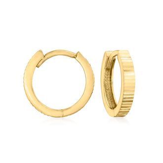 RS Pure by Ross-Simons 14kt Yellow Gold Diamond-Cut Huggie Hoop Earrings
