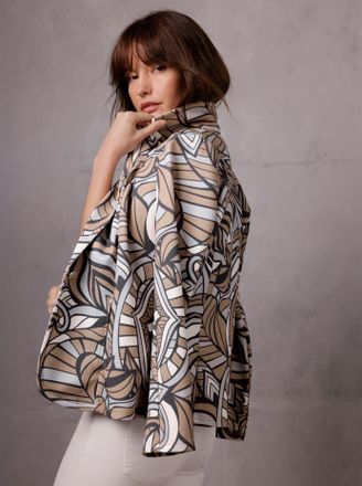 Cr&eacute;ation L Jackenblazer CREATION L PREMIUM Modal-Mix-Blazer, Damen, Gr. 36, beige, hellgrau, bedruckt, 50% Modal, 44% Polyester, 6% Elasthan, Blazer Jackenblazer