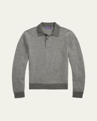 Ralph Lauren Purple Label Mens Cashmere Long-Sleeve Polo Sweater