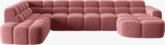 MICADONI 7-Sitzer Design Panorama Sofa Lisa mit langer Seite links - Samtbezug