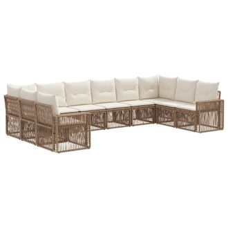 vidaXL Conjunto De Sof&aacute;s De Jard&iacute;n 10 Pcs Beige Y Blanco Crema Vidaxl