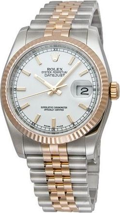 Rolex Oyster Perpetual Datejust 36 White Dial Stainless Steel and 18K Everose Gold Jubilee Bracelet Automatic Mens Watch 116231WSJ