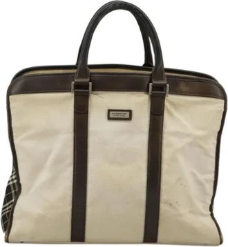 Burberry Tweedehands Canvas handtassen - Dames - Vintage Handtas - Wit - ONE Size - Leer - Vintage