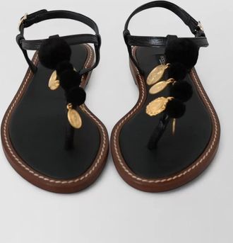 Dolce & Gabbana leather coin-embellished sandals