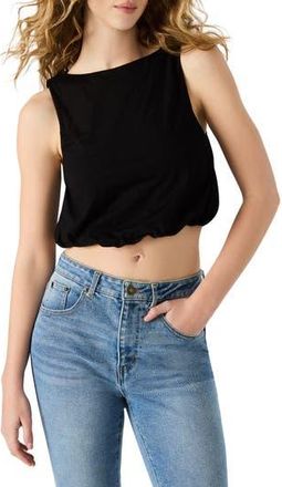 Steve Madden Alta Bubble Hem Cotton Crop Tank in Black at Nordstrom Rack, Size X-Large