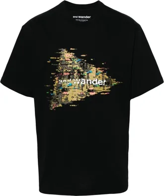 And Wander logo-print jersey T-shirt - men - Cotton/Polyester - L - Black