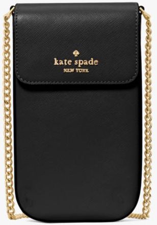 Kate Spade New York Womens Madison Saffiano Leather North South Flap Phone Crossbody - Black - One Size
