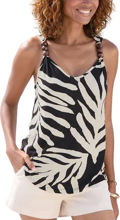 Lascana Womens Beaded Strap Top in Black & Vanilla at Nordstrom, Size 6