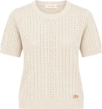 Yes-Zee Trui met ronde hals - Dames - Truien - Beige - Maat: XS Poliester