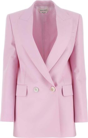 Alexander McQueen double-breasted wool blazer - women - Cupro/Wool - 40 - Pink