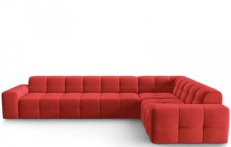 BLOOMINGLOFT 6-Sitzer Design Ecksofa Kendal Bezug: Rot