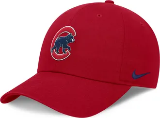 Nike Chicago Cubs Evergreen Club Nike Mens MLB Adjustable Hat in Red | NB016DLEJ-BEK