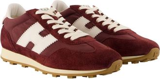 Hogan Womens H727 Allacciato H Trainers - Hogan Leather Burgundy Goatskin Shoes Sneakers