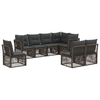 vidaXL Conjunto De Sof&aacute;s De Jard&iacute;n 8 Pcs Gris Rat&aacute;n Sint&eacute;tico Vidaxl