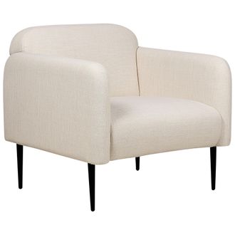 Beliani Beliani - Sill&oacute;n Asiento Silla Retro Art Deco Tela Lino Patas Metal Sala De Estar Beige Y Negro Stouby