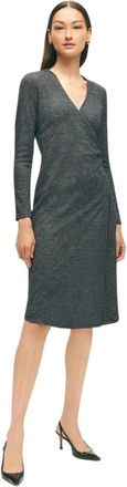 Brooks Brothers Midden Grijs Katoen en Wolmix Overjurk - Dames - Casual kleedjes - Grijs - M - Katoen - Kleedjes