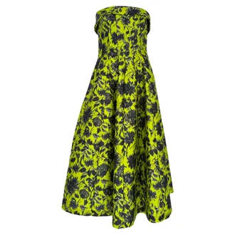 Philosophy di Lorenzo Serafini Floral-Print Strapless Midi Dress in Lime Polyester