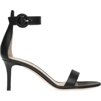 Gianvito Rossi Portofino 70 Sandal in Black Leather at Nordstrom, Size 40.5