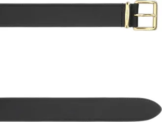 Miu Miu Womens Gold-Buckle Leather Belt Black Calfskin