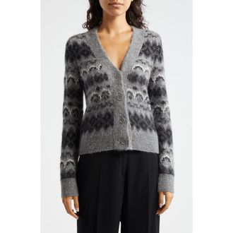 Vince Fair Isle Alpaca Blend V-Neck Cardigan in Grey Combo at Nordstrom Rack, Size Small