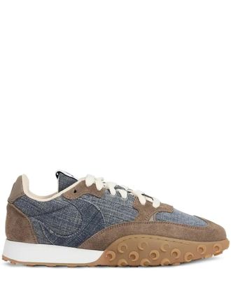 Marine Serre panelled sneakers - men - Cotton/Calf Suede/Fabric/Rubber - 44 - Grey