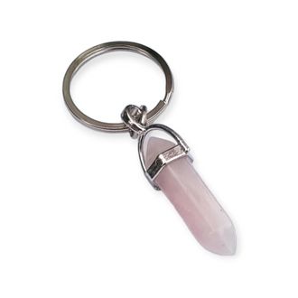 Generic Crystal Keyring - Quartz Pillar Keychain - Amethyst & Rose Quartz Gemstone Charm - Gift for Friends