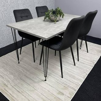 Kosy Koala Dining Table With 4 Chairs Modern Grey Dining Table Set With 4 Black Velvet Chairs Dining Room Furniture