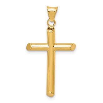 Diamond2Deal 14k Gold Polished Tube Cross Pendant