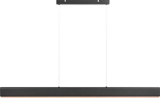 Beliani L&aacute;mpara Led Colgante Lineal De Metal 120 Cm Estilo Escandinavo Moderno Pantalla De Madera Negro Y Marr&oacute;n Claro Mara
