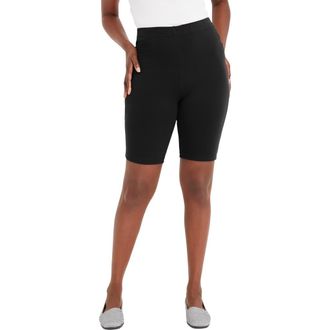 Jessica London Everyday Stretch Cotton Bike Short in Black at Nordstrom, Size 24