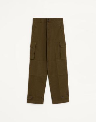Valentino Pantalone Cargo Valentino In Gabardina Di Cotone Uomo VERDE MILITARE 44