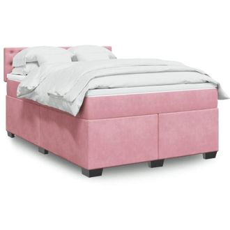 vidaXL Cama Box Spring Con Colch&oacute;n Terciopelo Rosa Oscuro 140x200 Cm Vidaxl