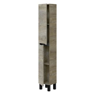 Dmora Columna Trogir, 3 Estantes, 2 Puertas, Reversible, 30x25x182h Cm Marr&oacute;n Roble Gris