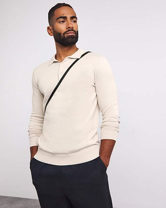 Jacamo Cotton Long Sleeve Polo