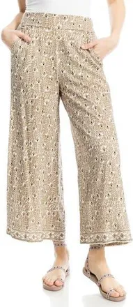Max Studio Wide Leg Pull-On Crop Pants in Cream/Teak Whsprng Clves at Nordstrom Rack, Size X-Large