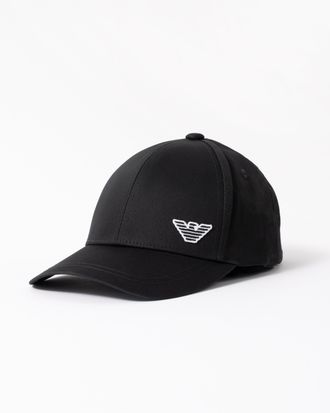 Emporio Armani Mens Black Logo Detail Cap in Cotton - One Size
