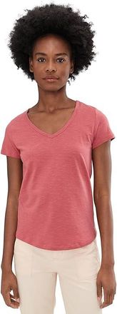 Toad&Co Marley Short Sleeve V T-Shirts Womens Clothing Dusty Cedar : MD, Cotton/Elastane/Lyocell