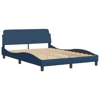 vidaXL Estructura De Cama Con Cabecero Dover Tela Azul 140x190cm Vidaxl