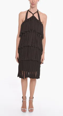 Bottega Veneta Mixed-Silk Halter-Neck Dress LOOPS Bottega Veneta