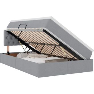 vidaXL Storage Bed with Mattress with Mattress Light Grey 120 x 190 cm vidaXL