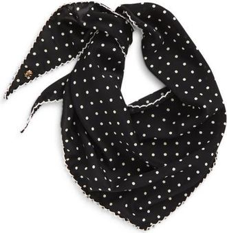 Lele Sadoughi Picot Trim Triangle Scarf in Jet Dot at Nordstrom