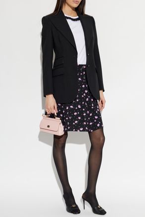 Dolce & Gabbana Silk Skirt With Floral Motif, Womens, Black