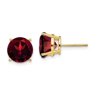 Diamond2Deal 14k Yellow Gold 9mm Garnet Earrings