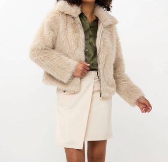 Esqualo Halli Hairy Short Jacket In Sand