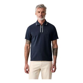 Michael Kors Polo con cremallera en algod&oacute;n el&aacute;stico texturizado - Tops - Hombre - Azul - 2XL