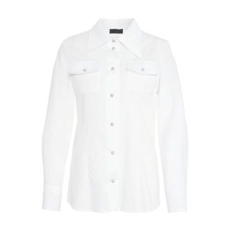 Liu Jo Camicia Bianca con Dettagli di Strass - - Blouses & Shirts - Donna - Bianco - M