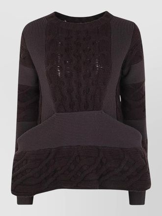 sacai wool crew neck cable knit pullover