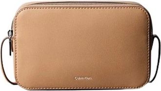 Calvin Klein Tassen, Dames, Beige, ONE Size, Foil Logo Crossbody Camera Bag